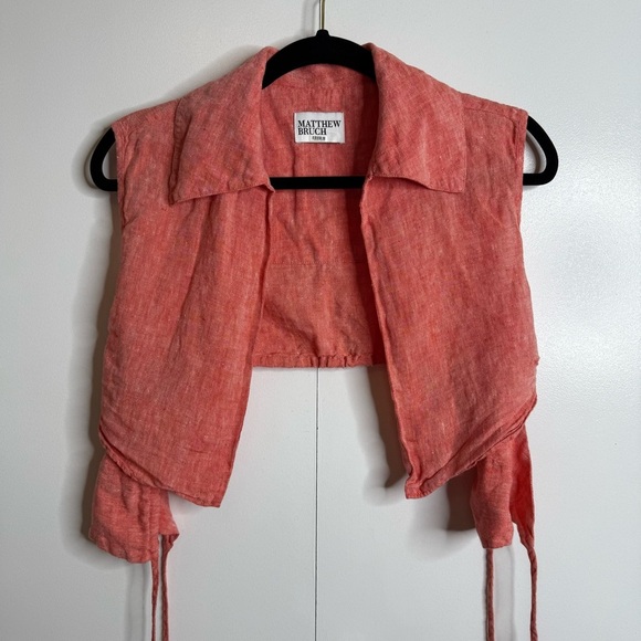 Matthew Bruch Vest with Triangle Linen Top - Red - Medium - Picture 3 of 9